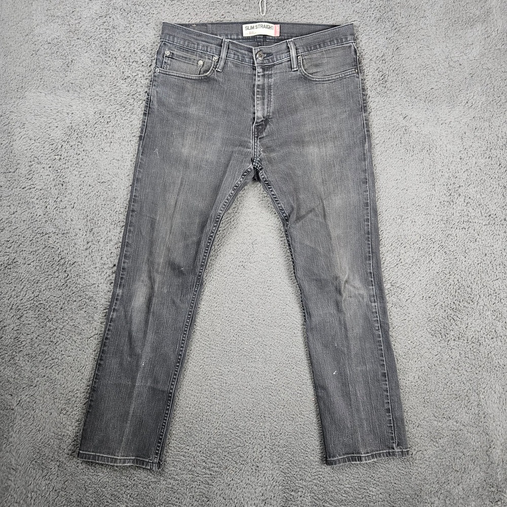 Levis‎ 514 34x30 Slim Straight Jeans Mens Gray Faded Denim Pants